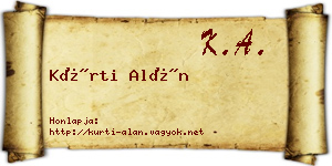 Kürti Alán névjegykártya